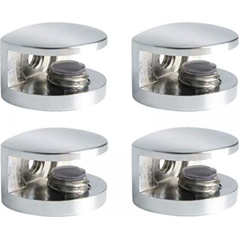 Glass Shelf Bracket, Adjustable and Adaptable Shelf Support, 6-8 mm Thickness for Bathroom, Screw Wall Mount, Polished Chrome Finish Made of Zinc Alloy, 4 Pack