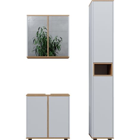 Badmöbel-Set Didi, Weiß/Artisan, 3 Teile mit Hochschrank, Vicco (1/5)