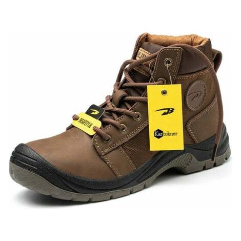 Chaussures d'assurance du travail en cuir respirant résistant à l'usure chaussures de sécurité de chantier de construction de tête d'orteil en acier transfrontalier pour hommes ZS009 marron haut 43 (1/5)