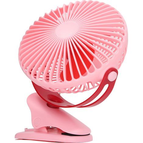 Tragbarer Solarventilator mit Clip und USB-Anschluss, kleiner Tischventilator für drinnen und draußen, Pink (1/5)