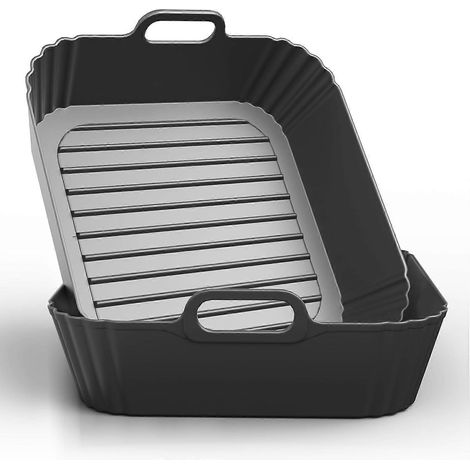 Lot de 2 tapis de cuisson carrés en silicone de 23 cm pour friteuse à air chaud, accessoires de cuisson en silicone pour casseroles de 6 à 8,5 L compatibles avec Chefman, COSORI, Ninja, Instant Pot et (1/5)