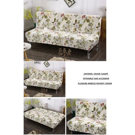 Housse de Canapé sans Accoudoir, 3 Places Housse de Canapé Clic Clac Extensible Universel Lavable Couverture de Canapé,A (1/4)