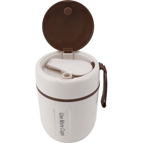 Bocal alimentaire isotherme 500 ml en acier inoxydable 304, récipient à soupe sous vide, anti-fuite, tasse thermos pour école camping voyage beige (1/5)