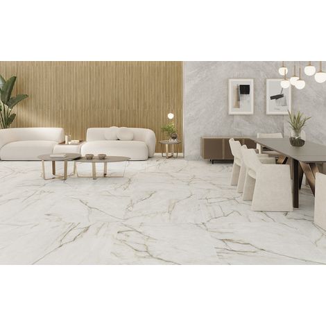 Brive – Baldosa porcelánica efecto mármol · interior y exterior - Blanco - 60x60 cm - Palet completo (1/5)