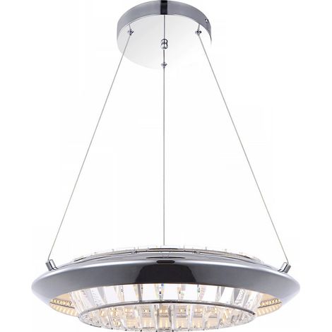 Charmante 30W LED Pendel Hänge Lampe Chrom Glas Fernbedienung EEk Globo 15680