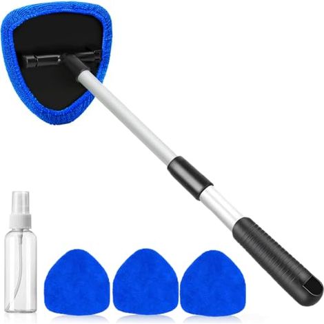 Outil de nettoyage de pare-brise, nettoyant pour vitres de voiture, lave-glace avec 4 lingettes en microfibre réutilisables et lavables. (1/5)