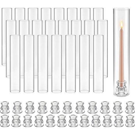 VEVOR Set di 24 Portacandele Hurricane, Portacandele da Tavolo, Cilindri in Vetro Trasparente 65 x 350 mm, Vetro Borosilicato di Alta Qualità, Centrotavola per Matrimoni, Feste e Decorazioni Moderne (1/5)