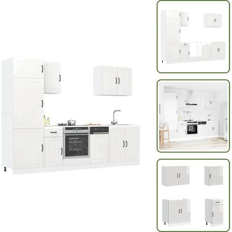 Cocina moderna - vidaXL Mueble cocina Lucca blanco de alto brillo 7 pzas - Muebles de cocina