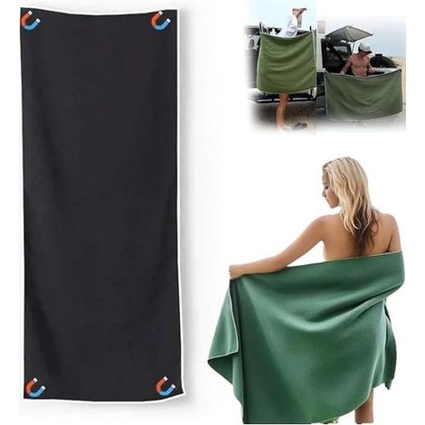 Serviette de plage magnétique,en microfibre à séchage rapide,fermeture magnétique,idéale pour la plage,190 cm x 76 cm,Noire