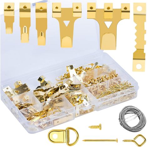 Kit per appendere quadri, montaggio a parete rapido, ideale per casa e ufficio, ganci per cornici di varie dimensioni. - AquaForge (1/5)