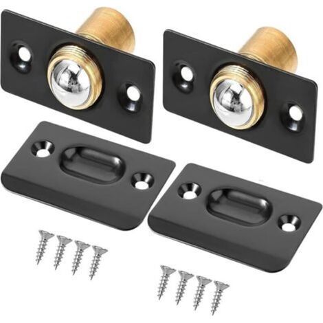 2pcs Door Ball Latch, Adjustable Ball Latch Door Ball Lock Stainless Steel Ball Catch Clasp Ball Latch Roller Ball Furniture Door Latch Black (1/5)