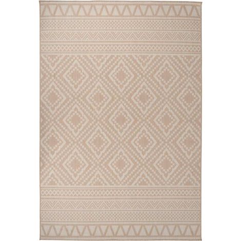 Tapis d'Extérieur à Tissage Plat en Polypropylène Marron à Rayures 160 x 230 cm - PANGIVO (1/5)