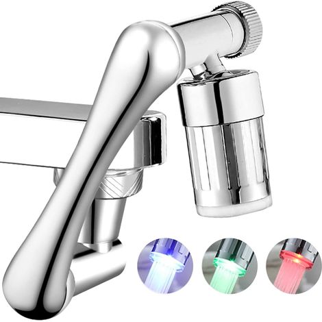 1440° Rotatable Faucet Nozzle, Faucet Aerator with LED Lights, Faucet Aerator with Adjustable Knobs for Kitchen Bathroom (1/5)