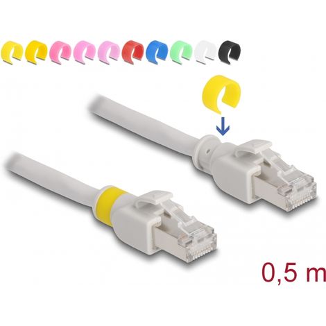 Delock Cable de red RJ45 Cat.6A S/FTP con clips de colores 0,5 m
