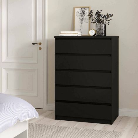 Dmora - Cassettiera Georgette, Settimino multiuso, Comò camera da letto, Mobile con cassetti, 77x50 h111 cm, Nero (1/5)