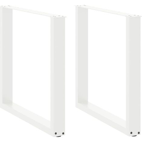 vidaXL Pieds de table à manger en U 2 pièces Blanc 90 x (72-73) cm Acier
