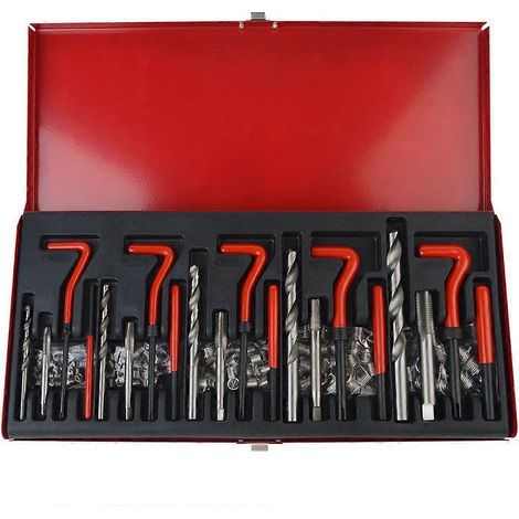 131-teiliges Helicoil-Gewindereparatur-Werkzeugset mit Spiralbohrern M5 - M12