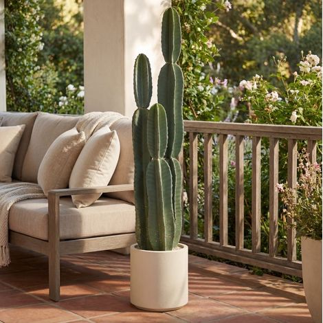 Plante artificielle cactus 111 cm avec pot décoratif, vert DESVIAE (1/5)