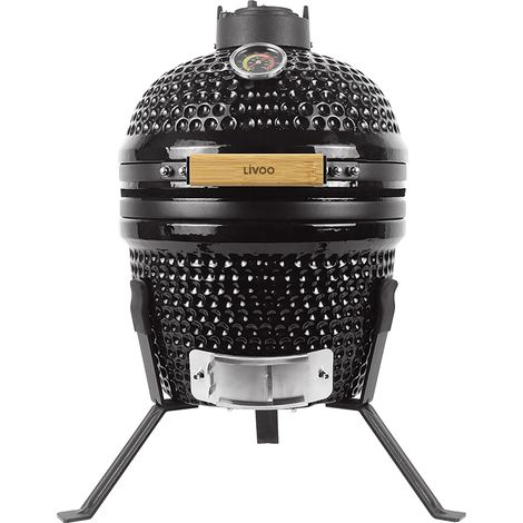 Barbecue à charbon céramique 27 cm – Surface de cuisson 27 x 27 cm – Cheminée en fonte réglable – DOC283 – Livoo (1/5)