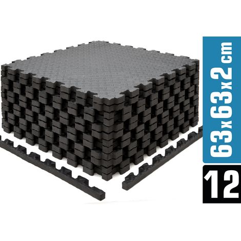 12 Bodenschutzmatten mit Rand - 63x63x2cm Fitness Bodenmatte