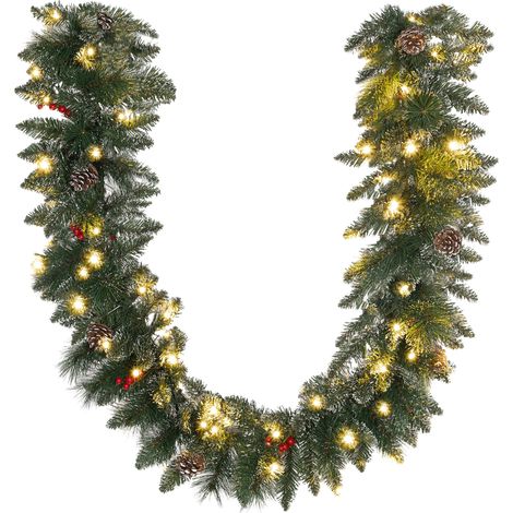 Ghirlanda Natalizia con 50 Luci LED e Decorazioni 180x30x30 cm Verde (1/5)