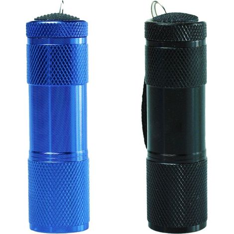 Small lamp torch to coating in rubber with bandouliere, portable, ideal for the camping and the hiking, blue and black (1/5)