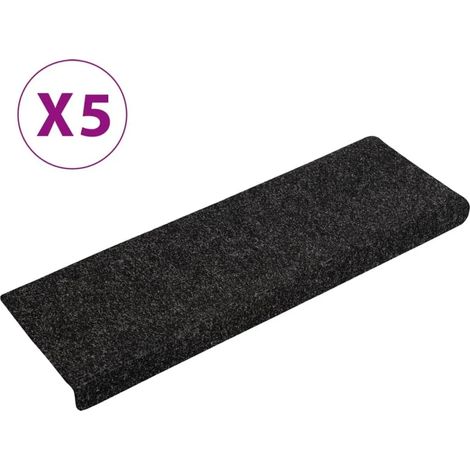 Bandes adhésives pour escaliers, lot de 5, 65 x 21 x 4 cm, noires, bordure rectangulaire (1/5)