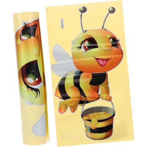 4 Pièces Décorations De Classe D'abeilles Décor Autocollants De Fenêtre Pour Les Enfants Décoration Murale Miel Stickers Pvc 3d Fenêtre Décoration De (1/5)