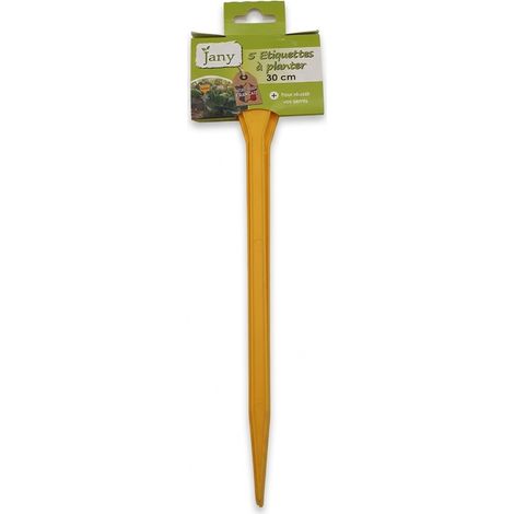 Lot de 5 - JANY - Étiquettes à planter - 30 cm - Plastique jaune - Réf 10400988 - Fabrication française - Haute visibilité - Voir photos pour détails (1/4)
