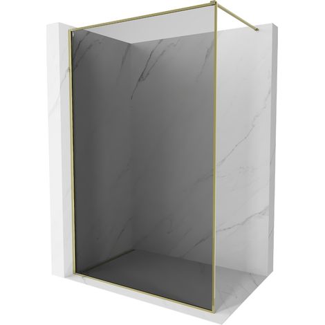 Paroi de douche Mexen Kioto-XF Walk-in avec cadre 150 x 202 cm, graphite 10 mm, or - 800-150-104-50-40-X (1/5)