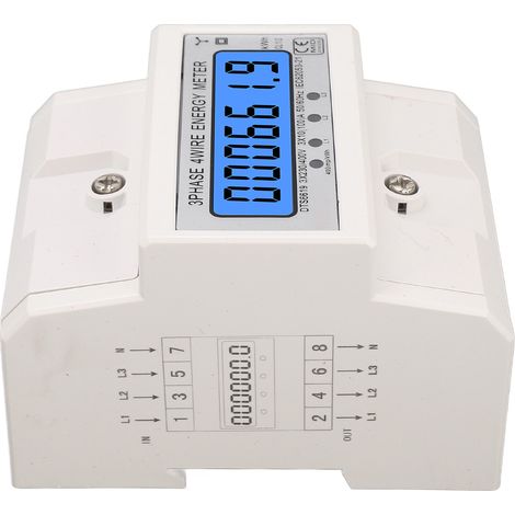 Compteur Électrique Triphasé 4 Fils, LCD Rétroéclairé, 10-100A, 230V 400V AC, Moniteur de Consommation (1/5)