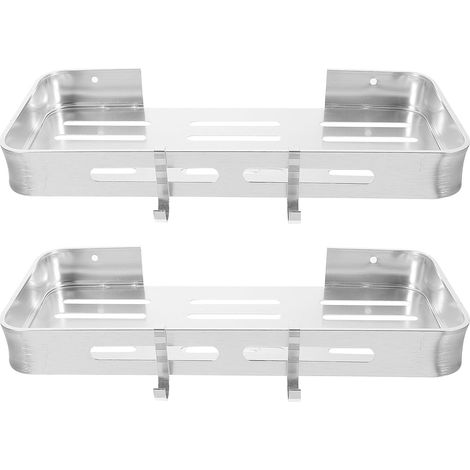 Étagère de douche murale double couche en alliage d'aluminium spatial, sans perçage, finition (1/5)