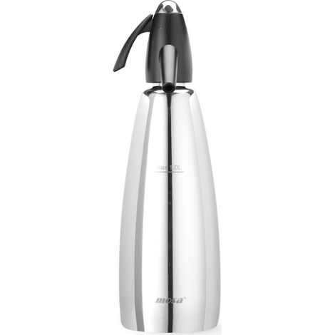 HENDI Sifone per soda, per acqua dolce gassata, sifone per acqua, per caricatori di CO2, 1L, ø100x(H)320mm, acciaio inox (1/4)