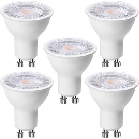 Ecleanfy - Lot de 5 ampoules LED GU10 6 W, Blanc Chaud 3000K 500 lumens, Spot Encastré sans Scintillements, Dimmable [Classe énergétique F] (1/5)