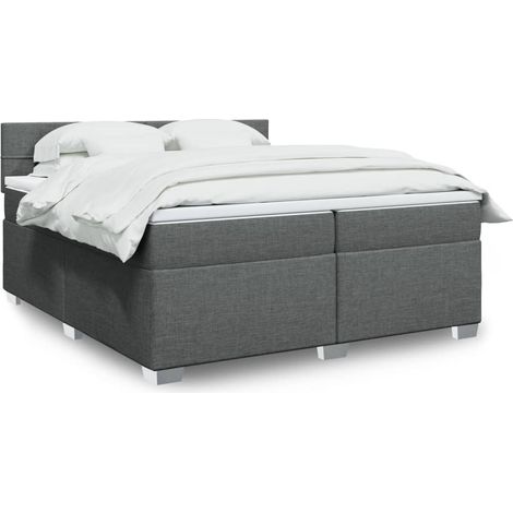 vidaXL Sommier à lattes de lit avec matelas Gris foncé 200x200cm Tissu (1/5)