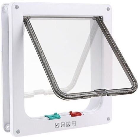 QORVA
-Chatière à 4 Positions Chatière Chat avec Tunnel Cache Découpe Chatière Chien Porte de Chat avec Serrure Chatières pour Petit Animaux Cat Mate Verrouillable Facile à Installer Blanc (L)..