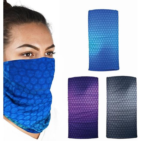 Col coupe-vent multifonctionnel Oxford confortable et prismatique, lot de 3 pièces gris/violet/bleu