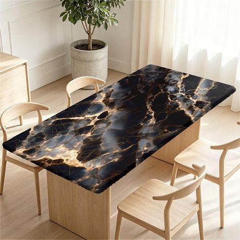 Elastische Tischdecke 160x90 cm, abwaschbar, wasserdicht, Marmor-Muster