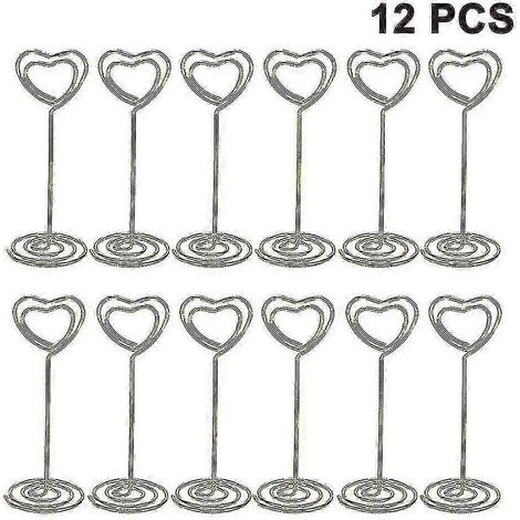 Lot de 12 porte-noms en forme de cœur pour mariage, porte-mémos (1/3)