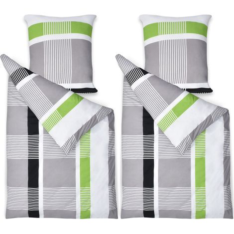 4tlg Beautissu Renforcé Bettwäsche Set Dana 135x200cm Bettdecken-Bezug & 80x80cm Kissenbezug