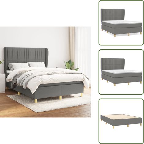 Boxspringbett mit Matratze Dunkelgrau 140x200 cm Stoff - Boxspringbett - Doppelbett - Bettenrahmen - Lattenrost - Matratze (1/5)