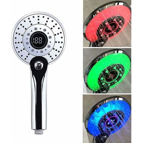 Pommeau de douche LED 3 couleurs – Affichage numérique de température – Économie d'eau – 3 modes de jet – ABS galvanisé résistant (1/5)
