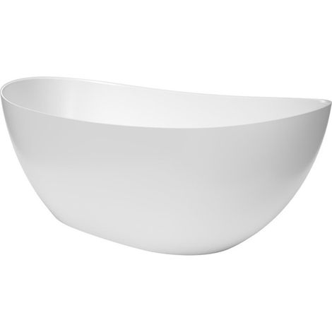 Swiss Aqua Technologies Mette 158x70 Vasca da bagno freestanding in marmo fuso 280L, Bianco, (SATMET1580)