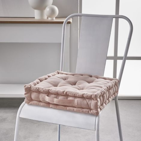 Coussin de sol carré en coton "Essential" - Rose - 40 x 40 x H 10 cm - Livraison gratuite (1/3)