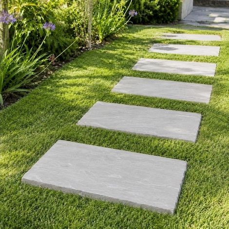 Pas japonais Rectangle Grès Kandla Gris 60x30x3cm - À l'unité - Ti'ma Stone (1/2)