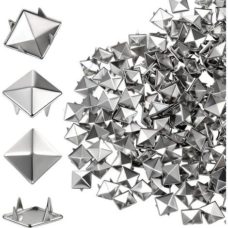 Ensemble de 600 rivets et clous pyramidaux carrés argentés de 10 mm pour le travail du cuir et les loisirs créatifs (1/5)