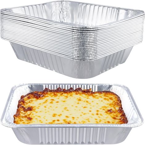 Lot de 20 Barquette Aluminium 3500 ml, Résistant Four Congélateur, Pour Cuisson Barbecue Fête (1/5)