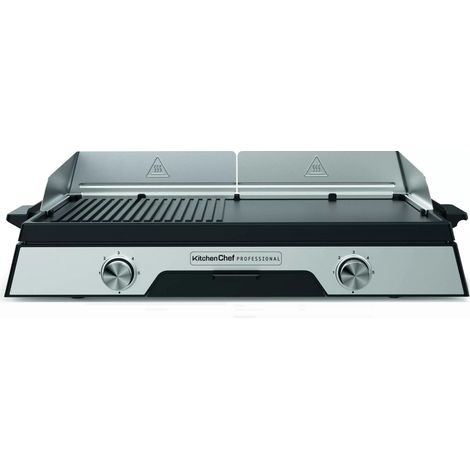 Elektrische plancha 2200 w, edelstahlplatte 52 x 31,5 cm - Kitchen Chef - PLANCHADUO2200 (1/2)
