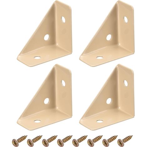 Un ensemble de 4 équerres en acier laminé à froid de 38 mm x 38 mm avec vis pour une utilisation sur une table ou une table de chevet (kaki). (1/5)