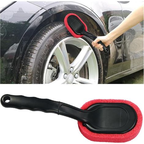 Brosse à Dresser Les Pneus, Brosse pour Pneus de Voiture avec Manche Long, Applicateur de Brillance, Universelle Pneu Absorption d'eau Applicateur de Pansement de Pneu Brosse Éponge (1/4)